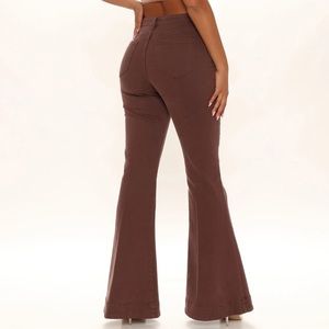 Fashion Nova South of France Trouser Flare Jeans - Chocolate Brown